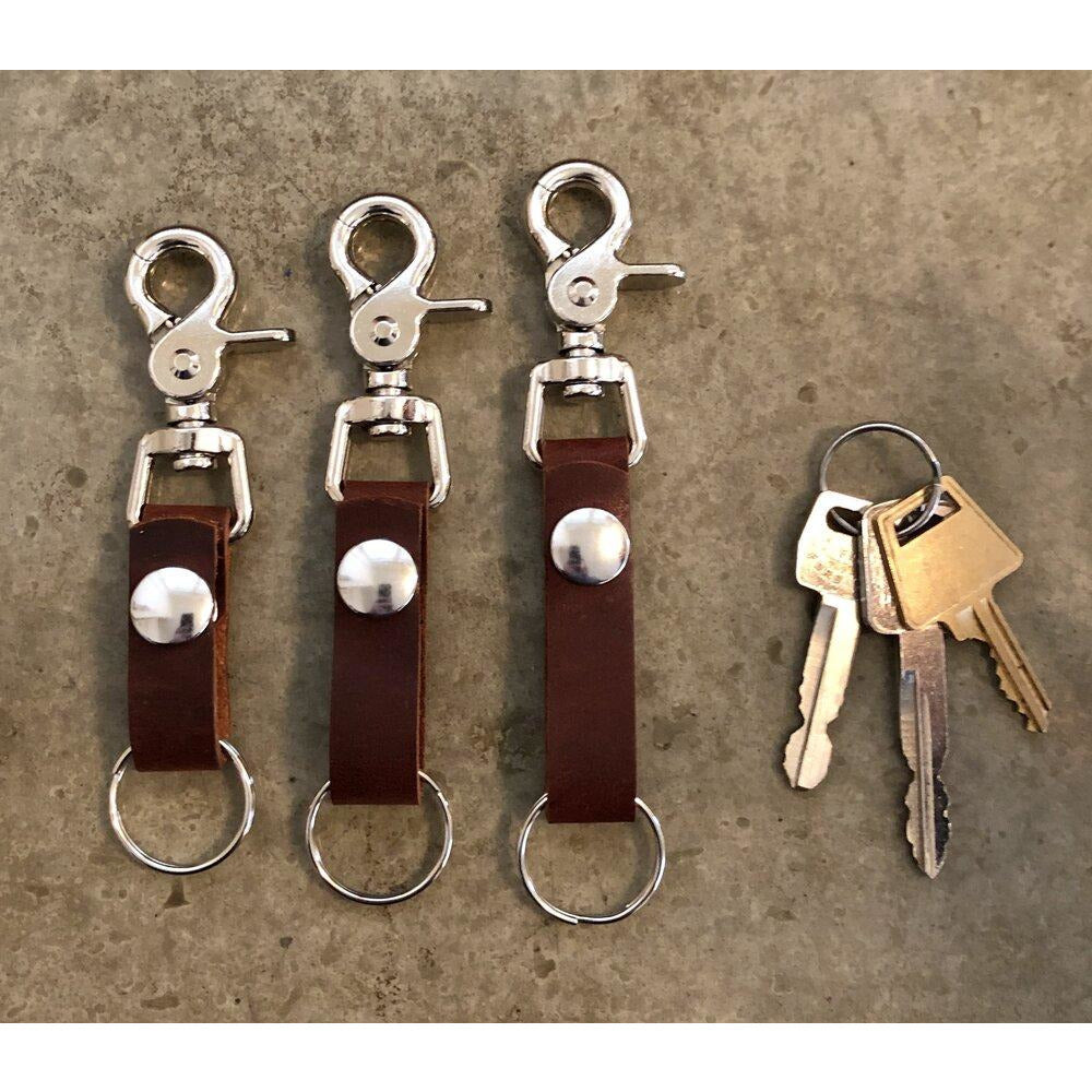 Leather Key Chain in Dark Brown- short, medium, and long