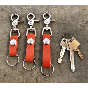 Leather Key Chain in Orange: short, medium, and long