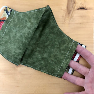 This picture shows one side of the opening of the filter pocket. The filter pocket has openings on both sides of the mask and covers the whole length and width of the mask.