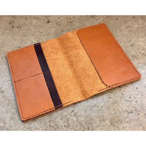 Leather Passport Wallet, in brown with dark brown pocket accent