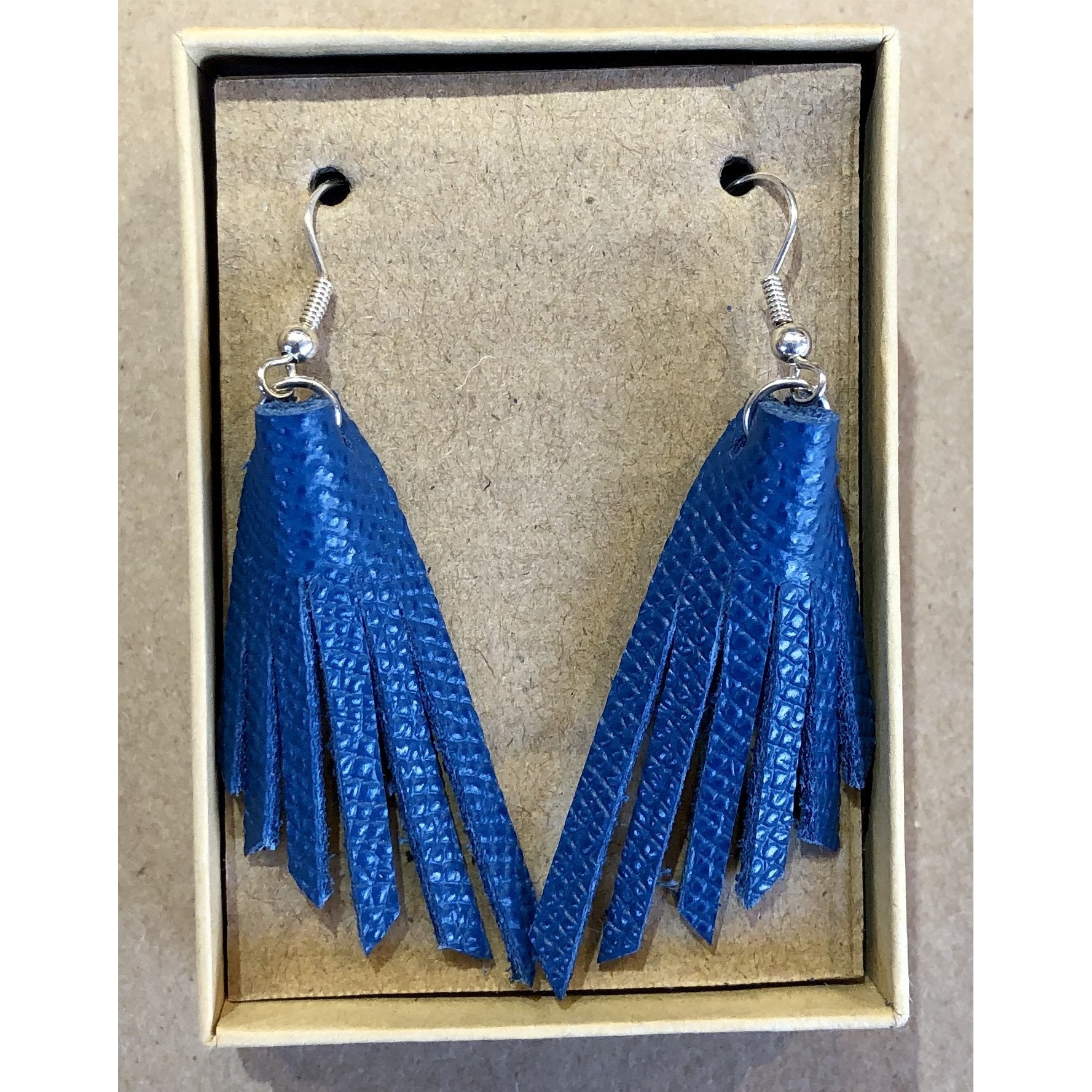 Turquoise Leather Fringe Earrings
