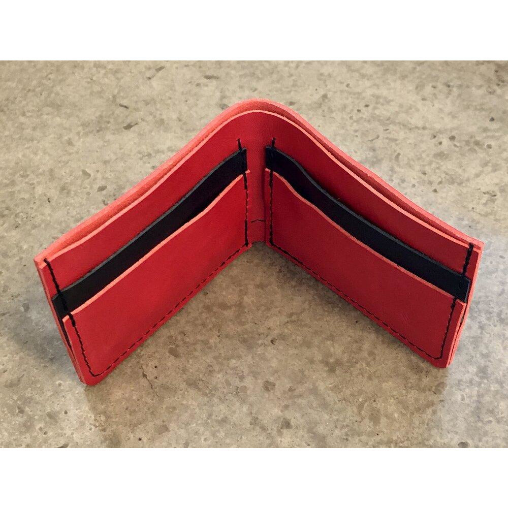 Classic Leather Billfold in red and black 