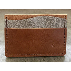 Minimalist 3 Pocket Leather Wallet in brown and spotted off white