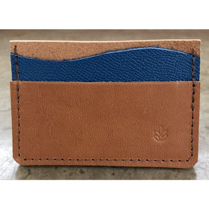 Minimalist 3 Pocket Leather Wallet in brown and turquoise
