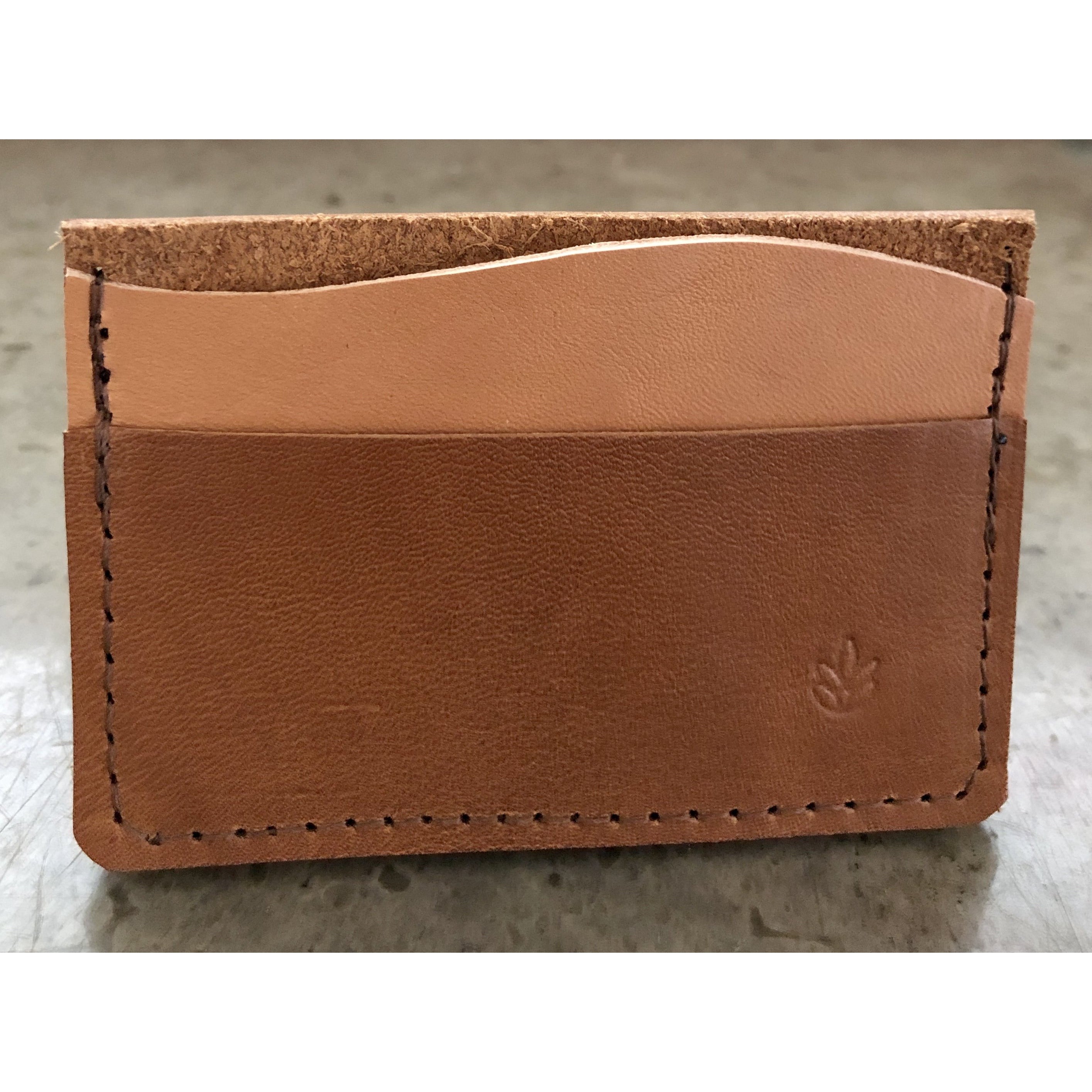 Minimalist 3 Pocket Leather Wallet in brown and light tan