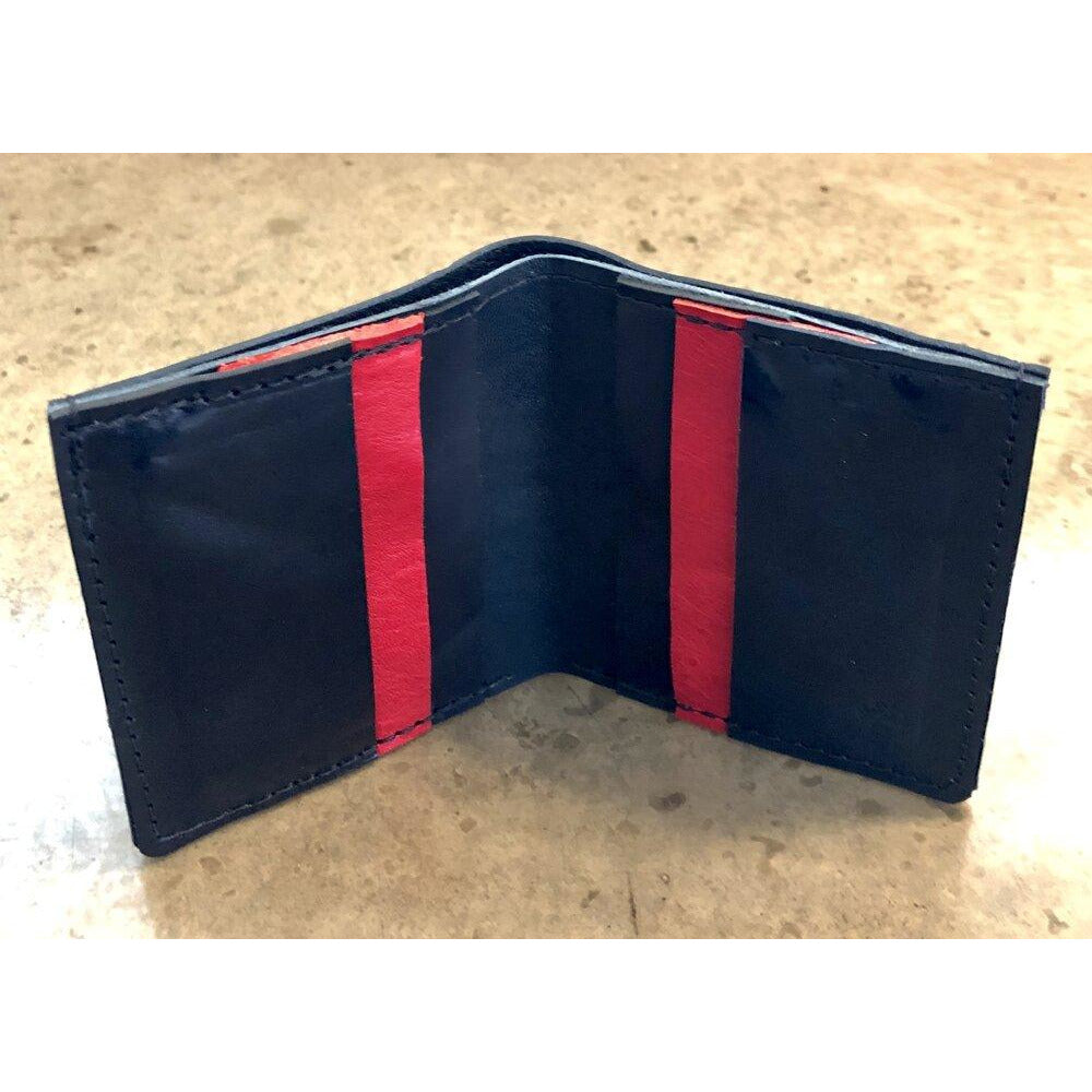 6 Pocket Leather Billfold in Black and Red