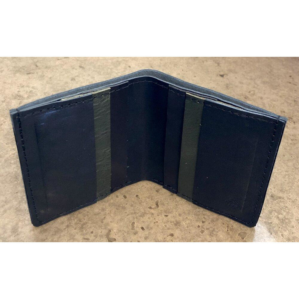 6 Pocket Leather Billfold in Black and Forest Green