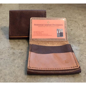 Leather Flip Pouch in dark brown with light brown pocket