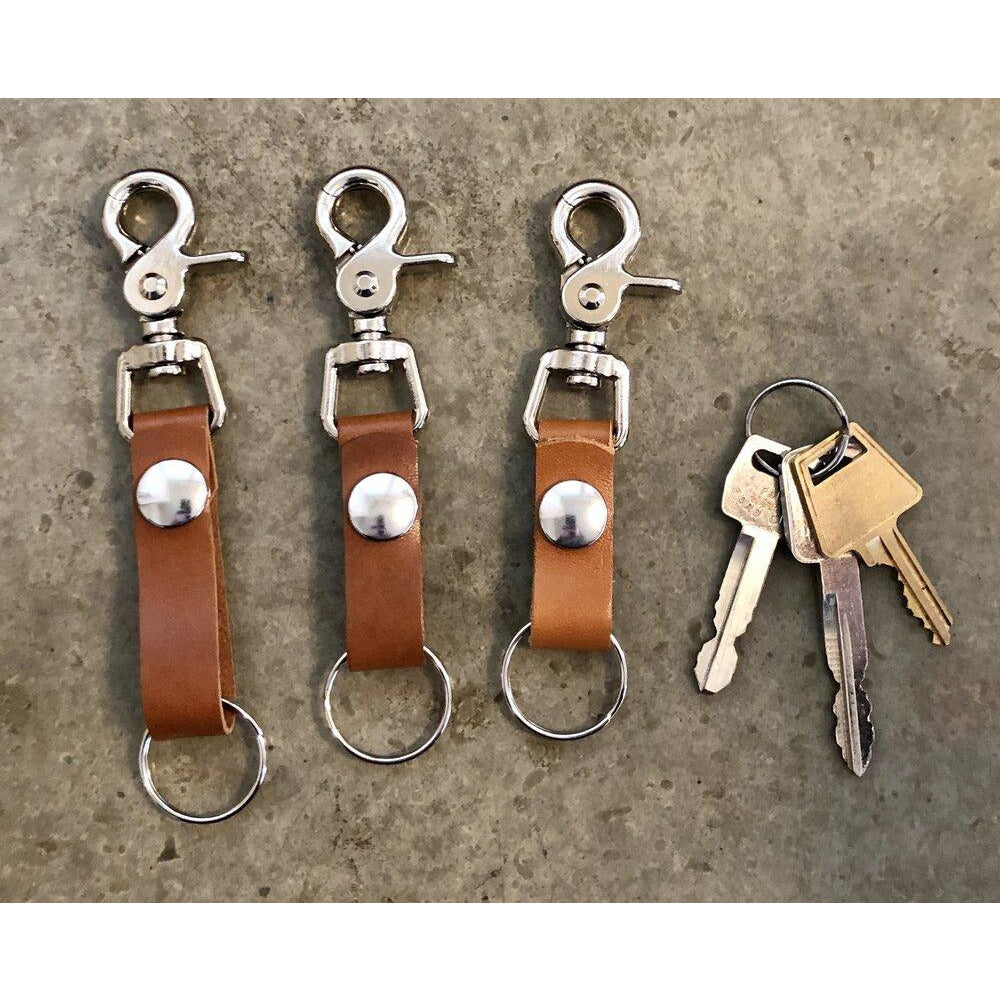 Leather Key Chain in Lighter Brown- long, medium, and short