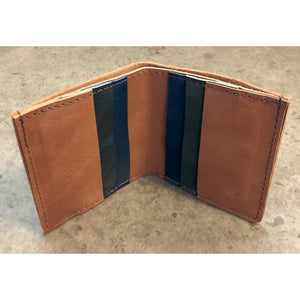 6 Pocket Leather Billfold in Brown and Green